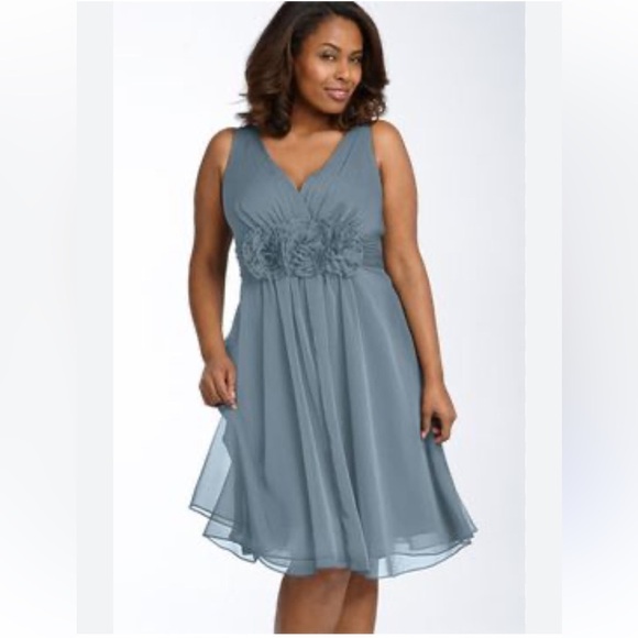 Adrianna Papel Occasions Steel Cobalt Blue Lilianna Plus Dress Flower Belt 16/18 - Picture 1 of 7